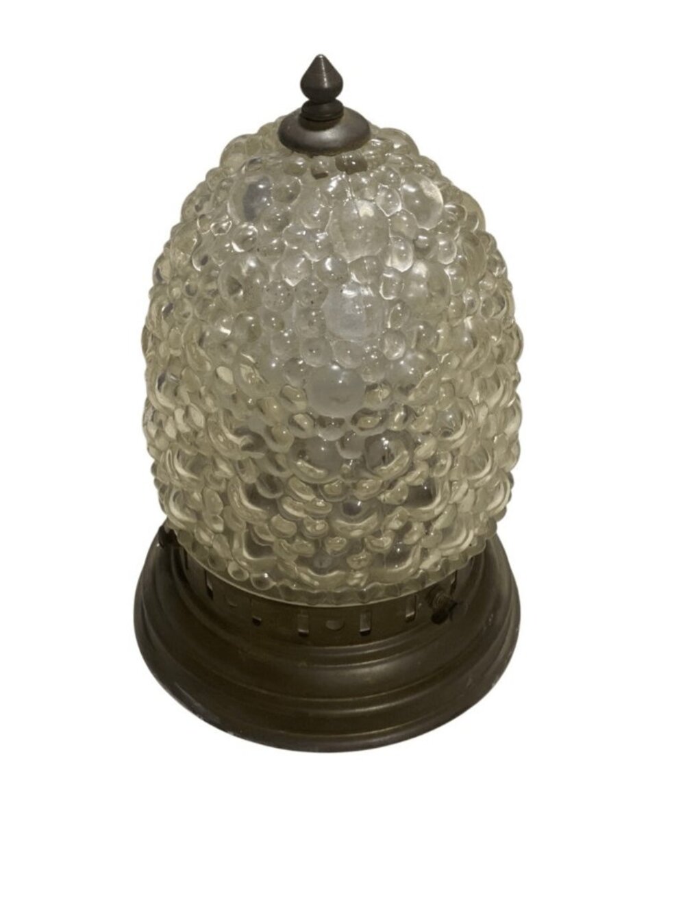 Antique Clear Glass Globe MCM Bubble Light Fixture Hobnail Acorn Flush Mount